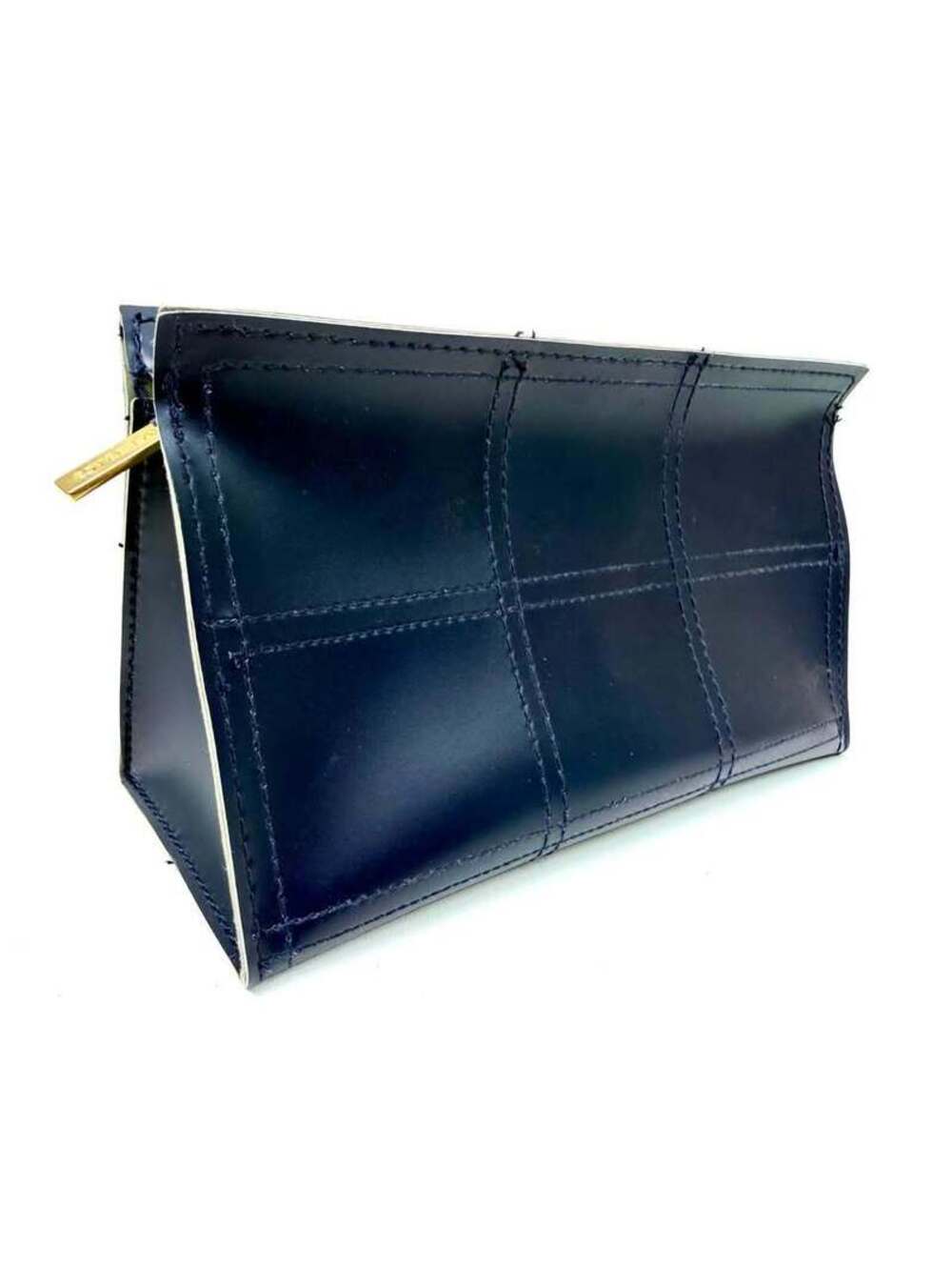 Estée Lauder Navy Blue Faux Leather Cosmetic Makeup Bag